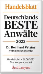 Handelsblatt: Deutschlands Beste Anwälte 2022 - Dr. Reinhard Patzina